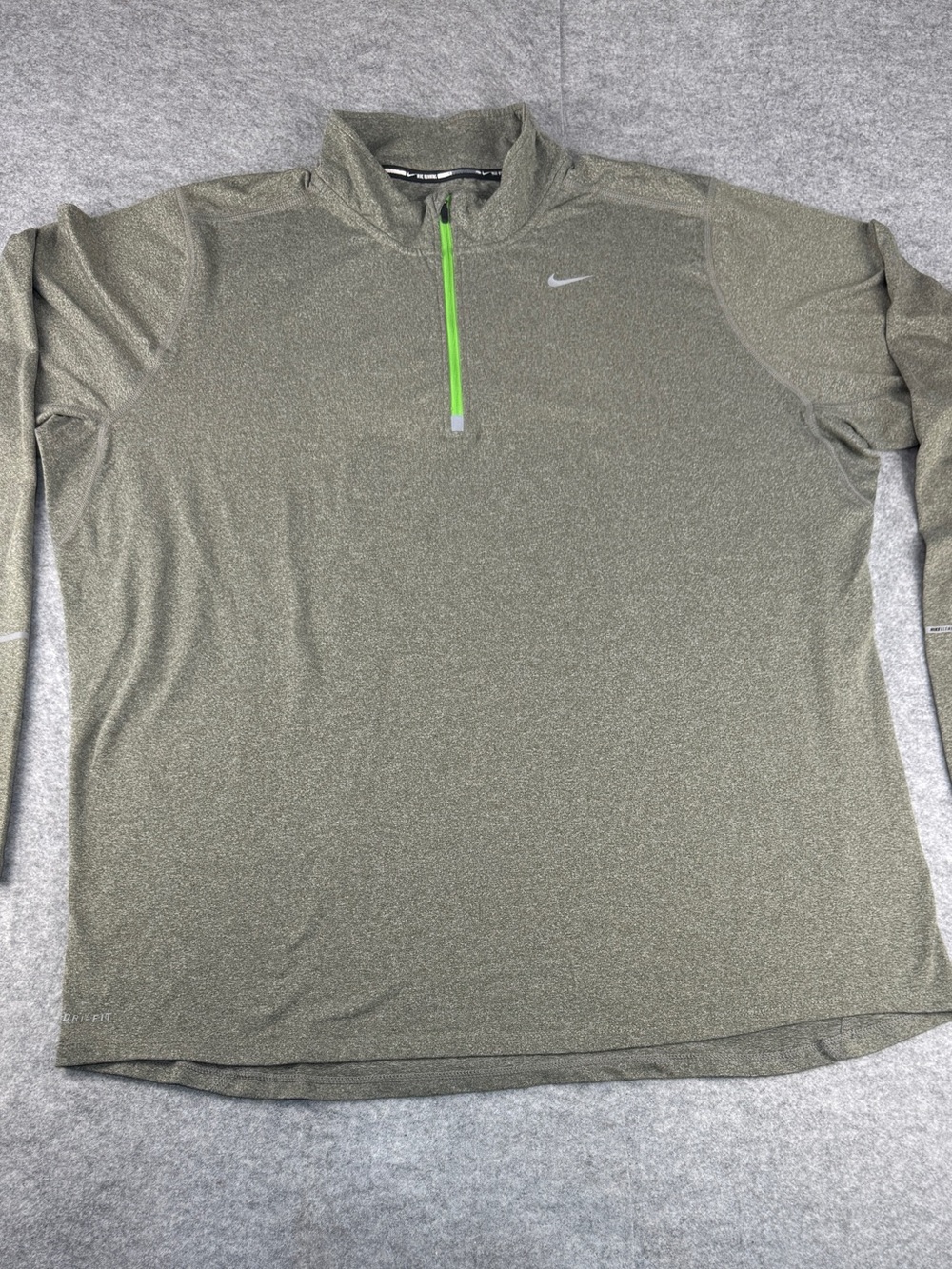 Nike Running Olive Dri-FIT Quarter Zip XL | Neon Zip m